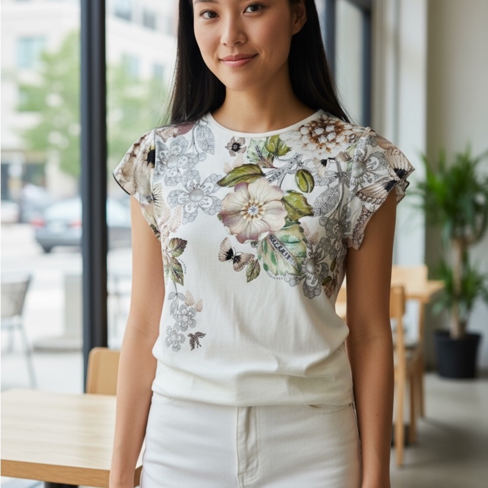 Women’s Ted Baker - Floral Graphic Print T-Shirt - Size 0